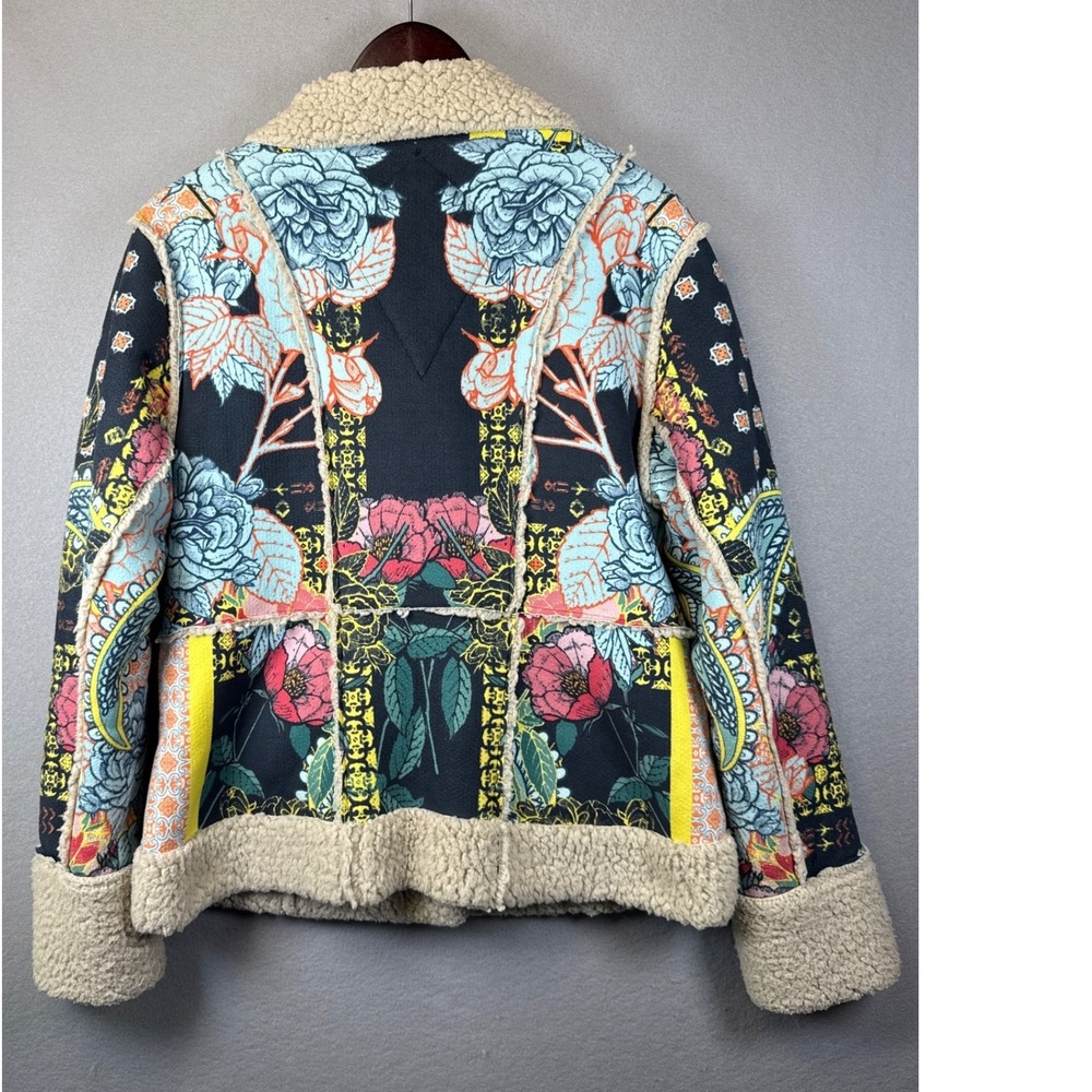 Johnny Was Biya Jacket Women S Multi Floral Sherpa Lined Boho Luxury Chic Preppy - Picture 6 of 12